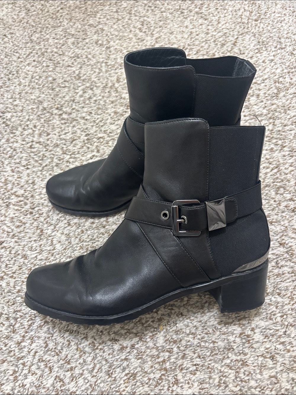 Stuart Weitzman Manlow Black Leather Ankle Boots 7.5